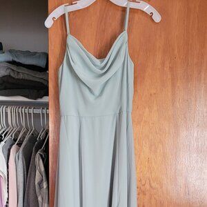 David's Bridal Dusty Sage Cowl Neck Chiffon Dress